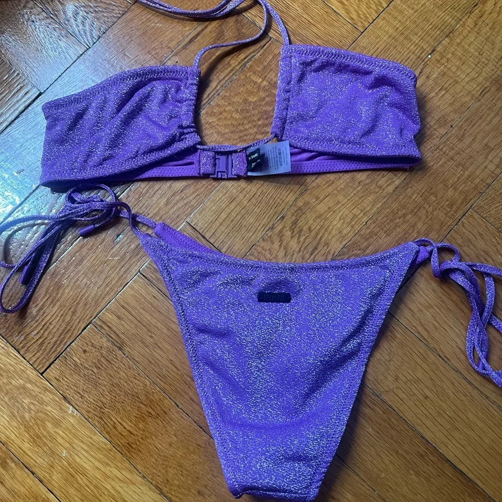triangl swimwear Purple Glitter Bikini Set